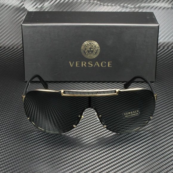 VERSACE GOLD GRAY 40MM MENS SUNGLASSES NEW WITH BOX - Picture 1 of 4